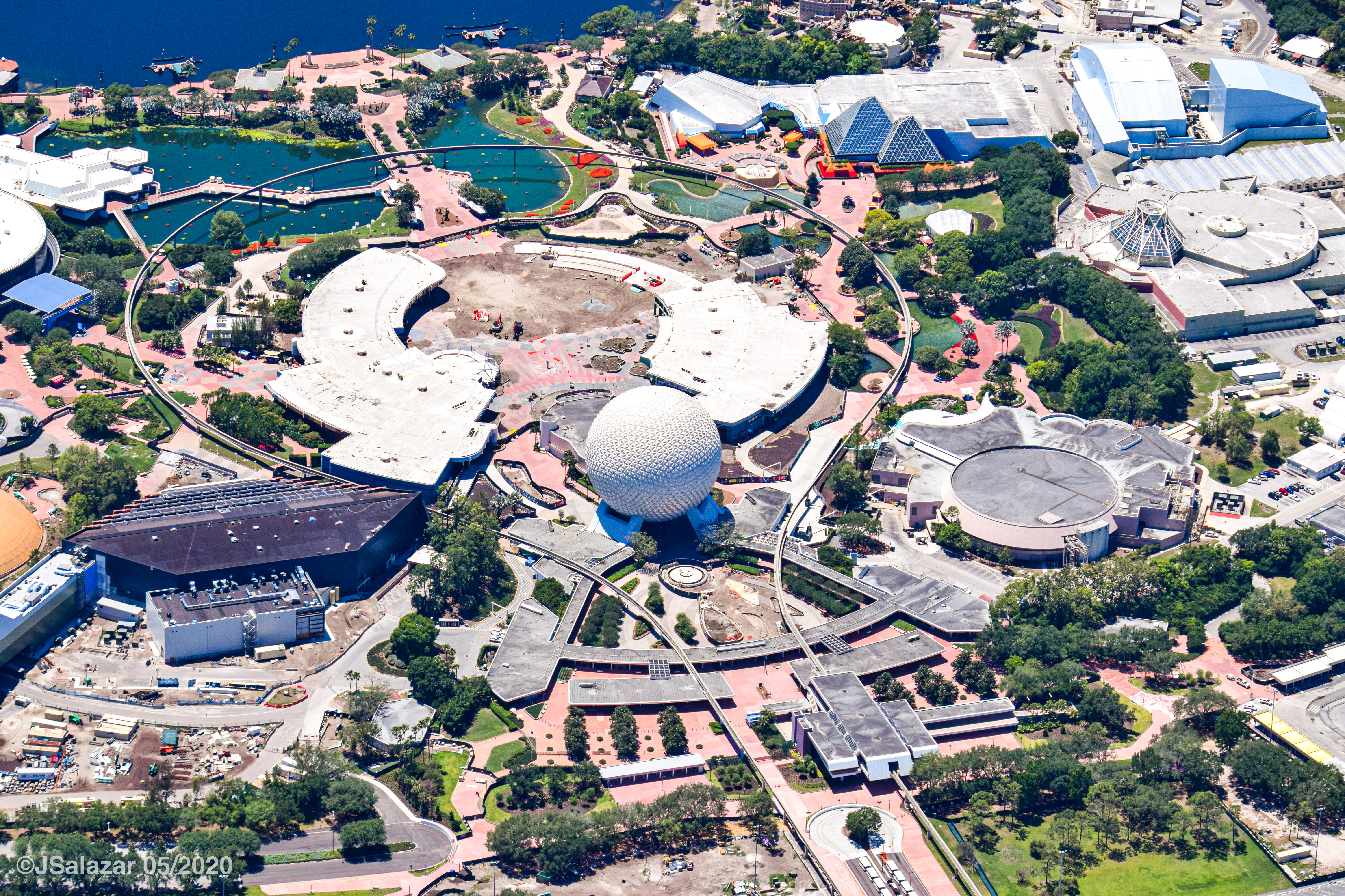 Photos See Stunning Aerial Photos Of An Empty Future World At Epcot With Construction Left At A Standstill During The Extended Parks Closure Wdw News Today