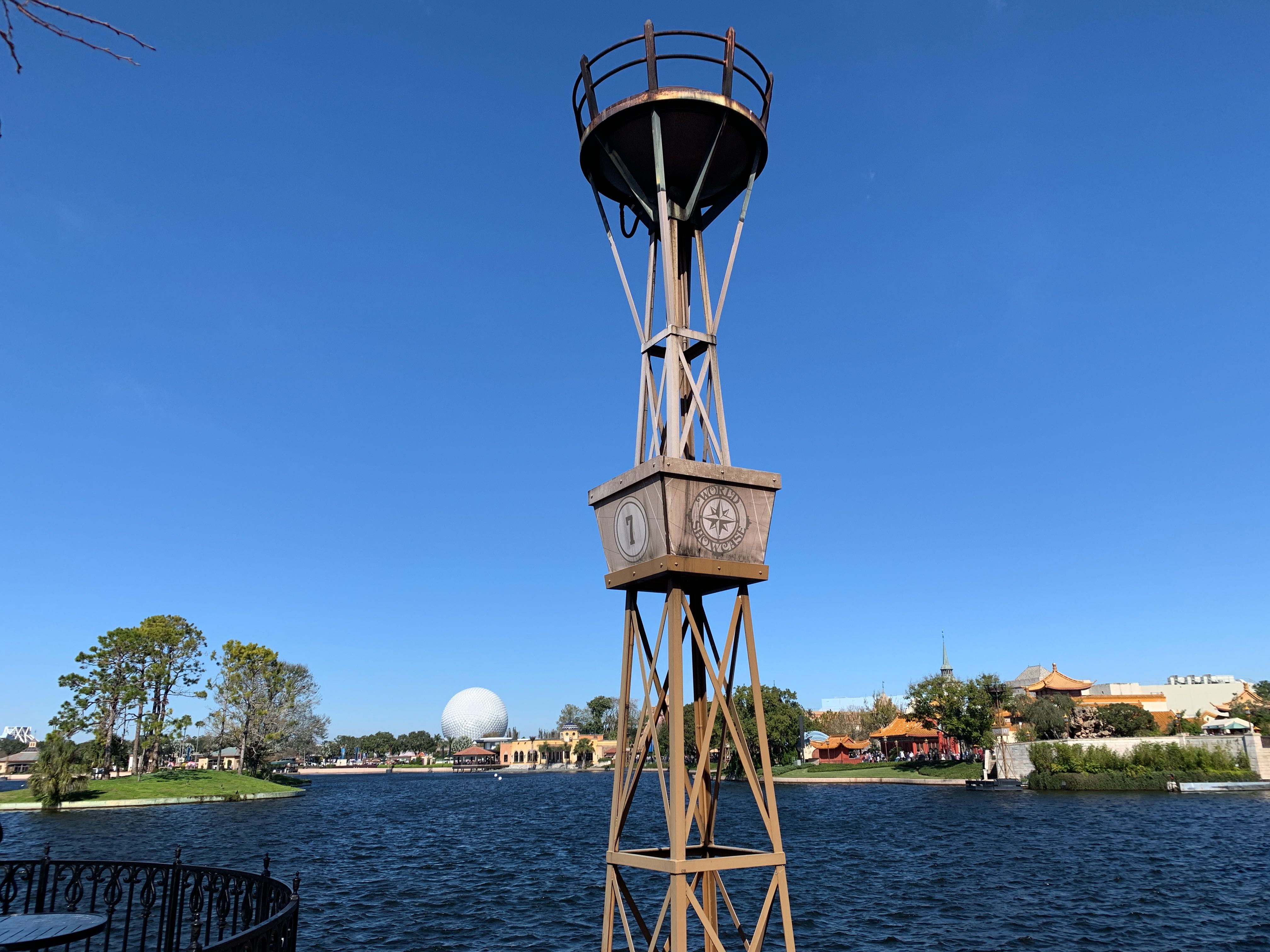 Torches Surrounding World Showcase Lagoon Now Undergoing Refurbishment