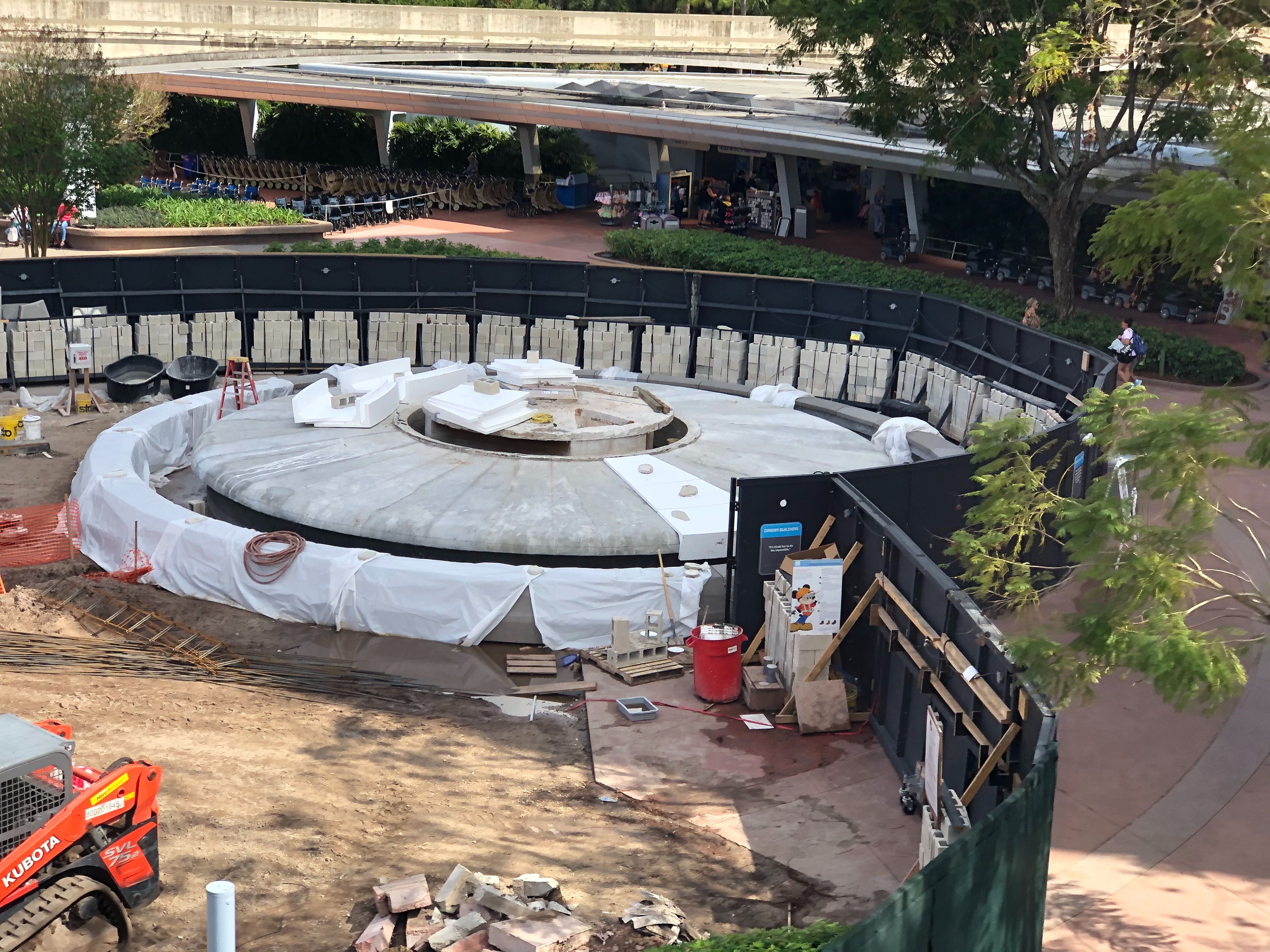 PHOTOS New Structural Pieces Added to Entrance Fountain at EPCOT WDW News Today