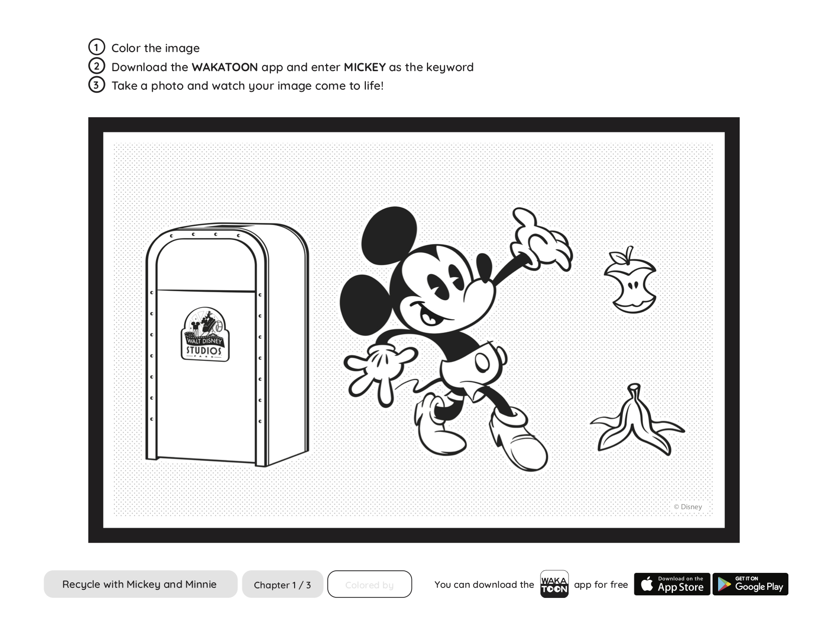 Recycle With Mickey and Minnie” Downloadable Interactive Coloring ...