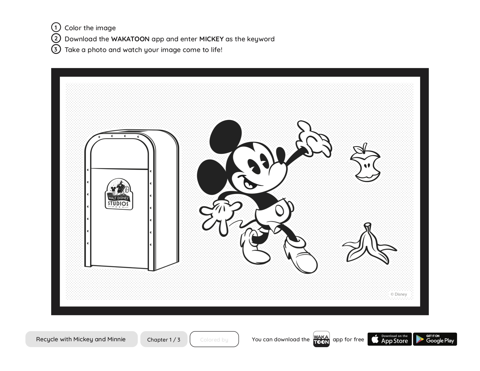 recycle with mickey and minnie disneyland wakatoon