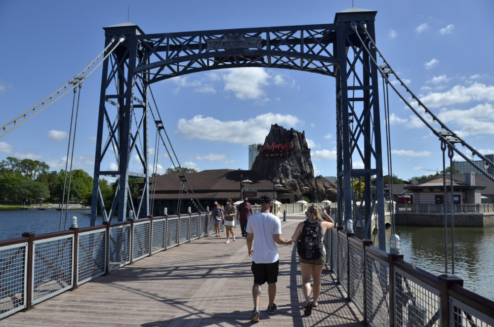 Disney Springs 5 20 20 bridge pedestrians