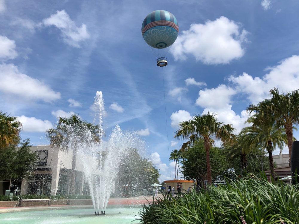Disney Springs 5 23 20 fountain and balloon