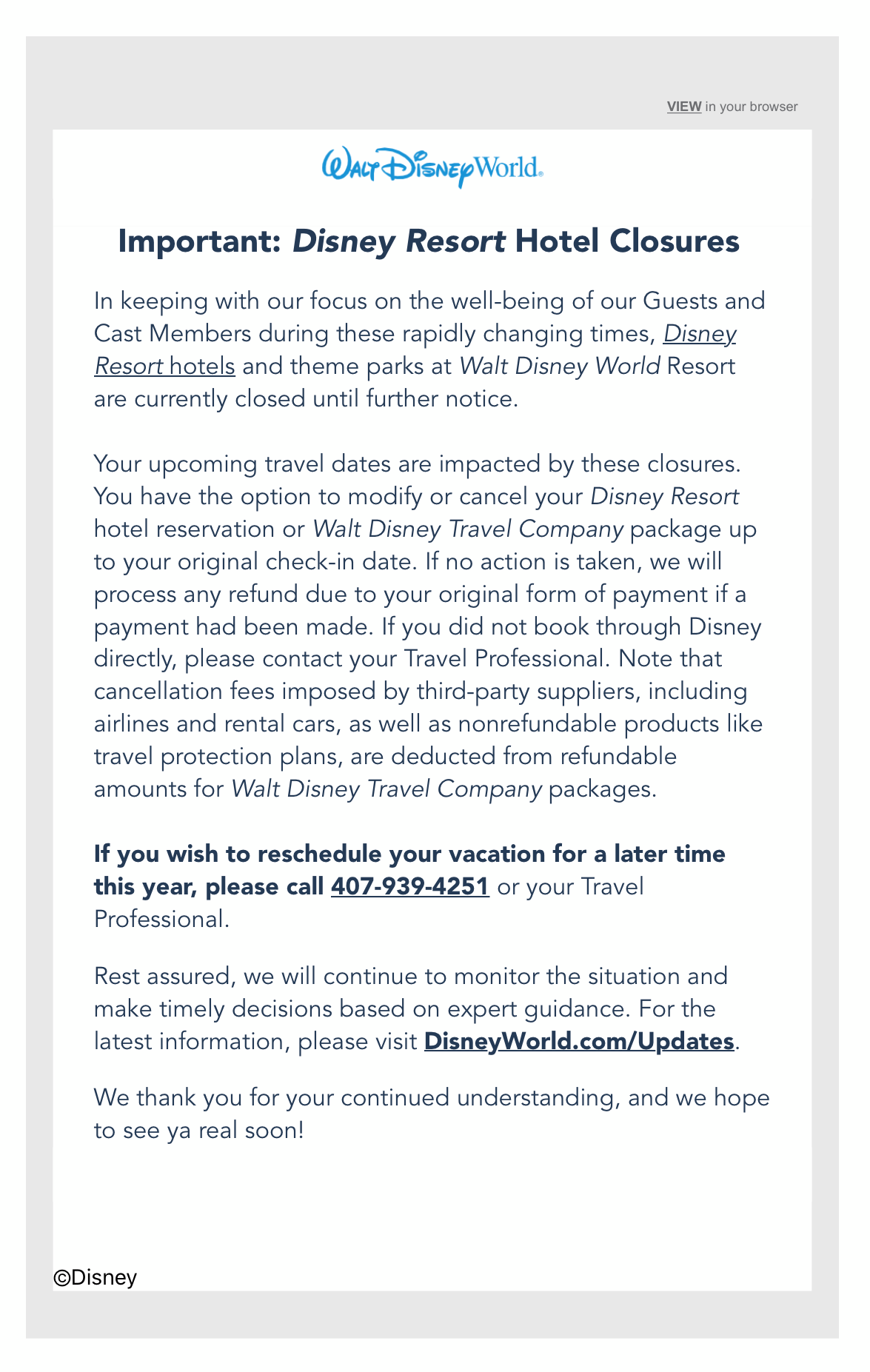 An Update on Walt Disney World Resort Reservations