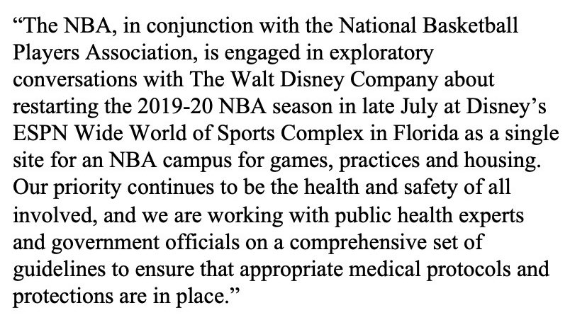 NBA Statement