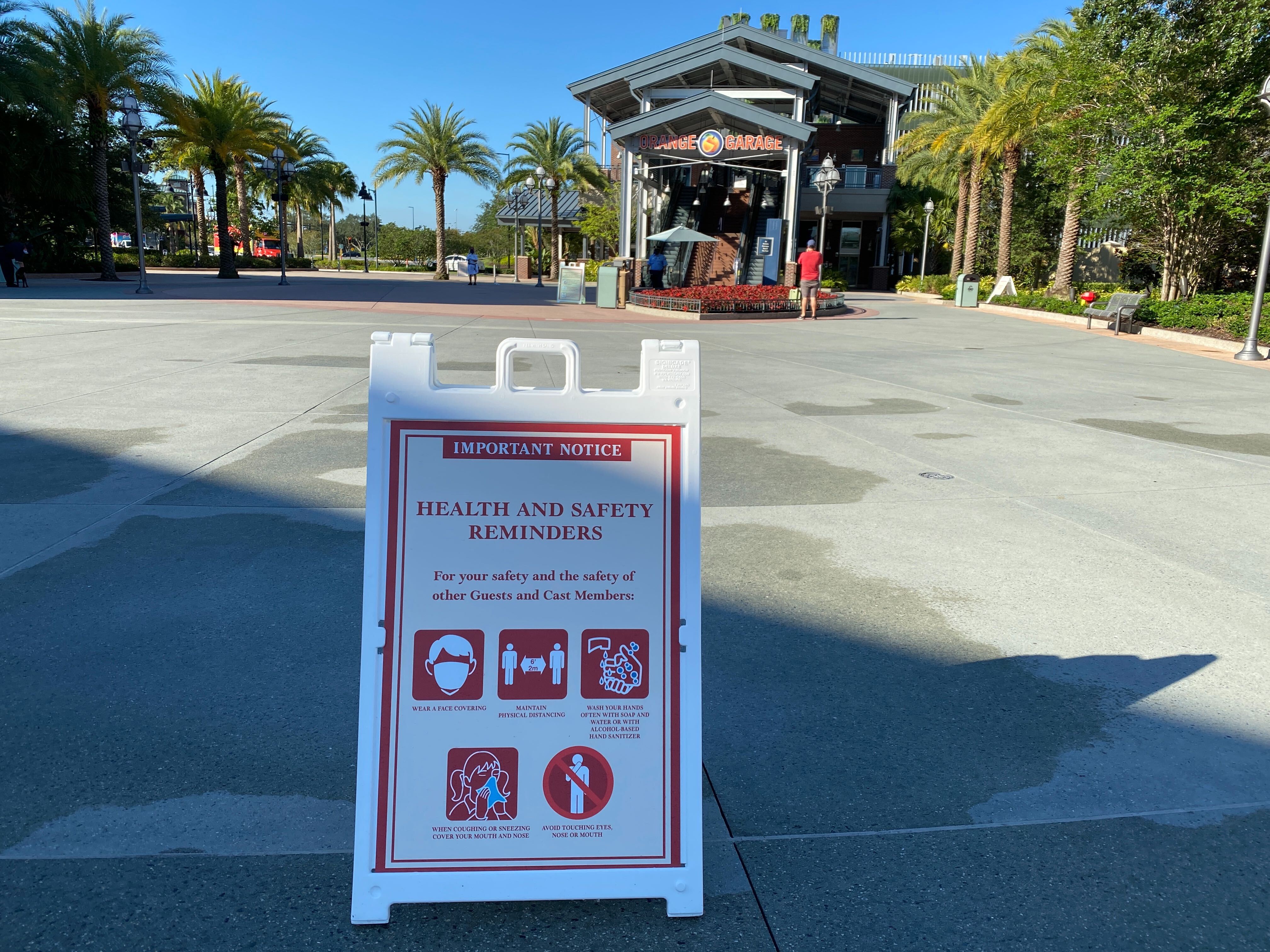 orange garage parking disney springs temperature screening reopening may 20 6