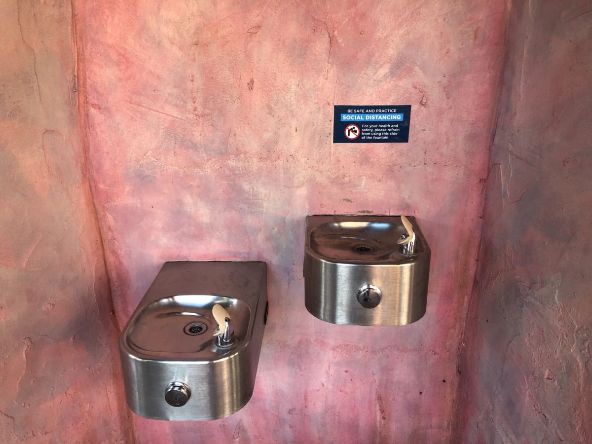 Water Fountain Marked for Social Distancing and Health and Safety