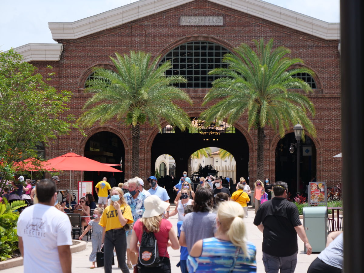 Disney Springs Crowds Guests with Masks 6 21 20