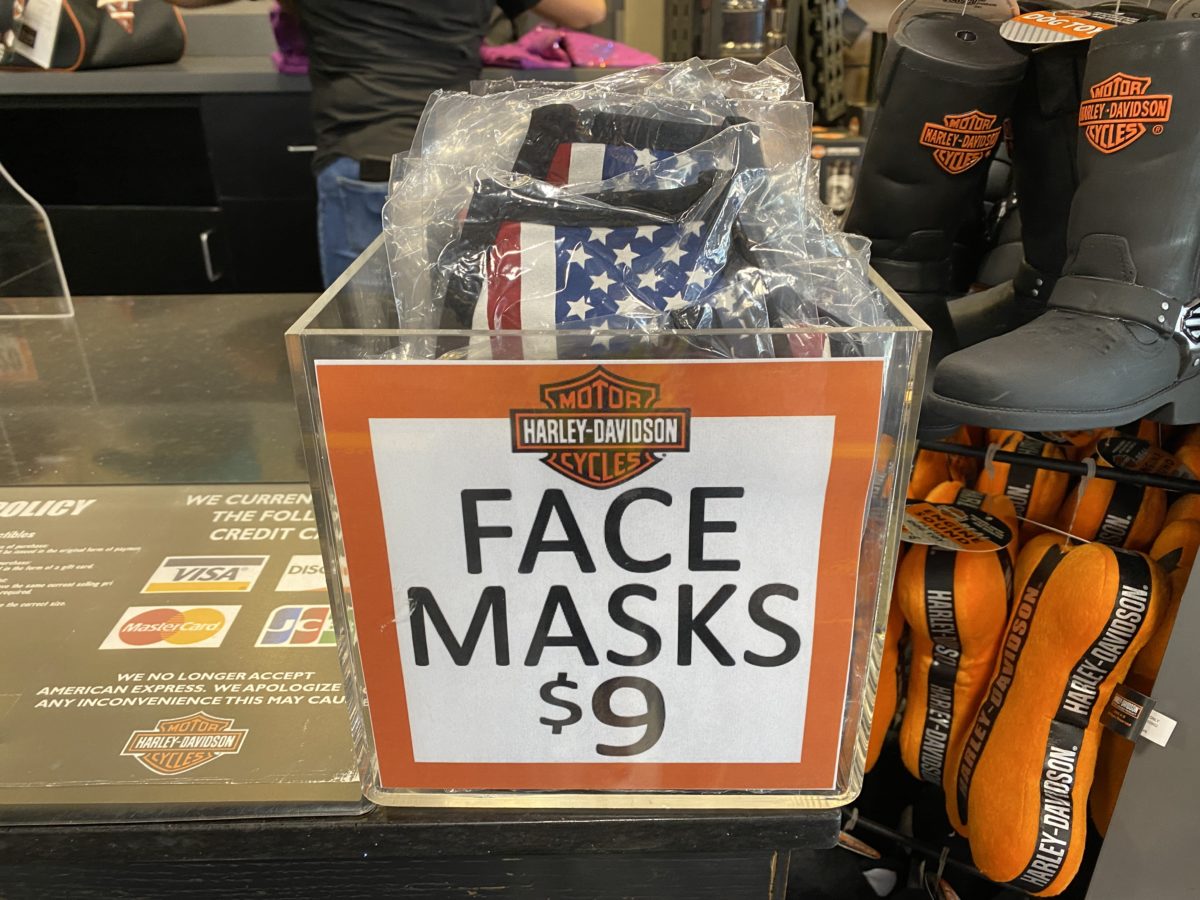 Harley Davidson face mask display