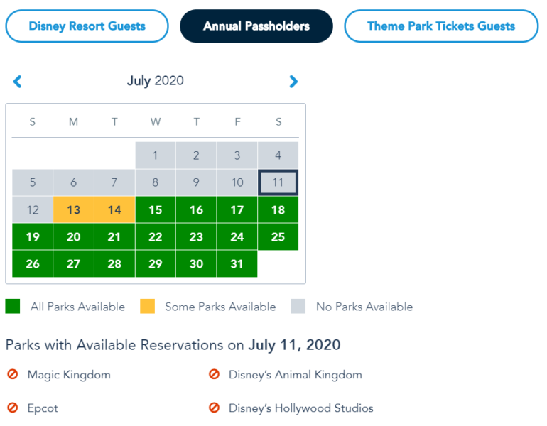 Walt Disney World Park Pass Reservation System Now Available To Annual