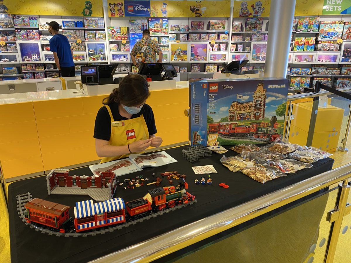 Lego in store build Disney train station