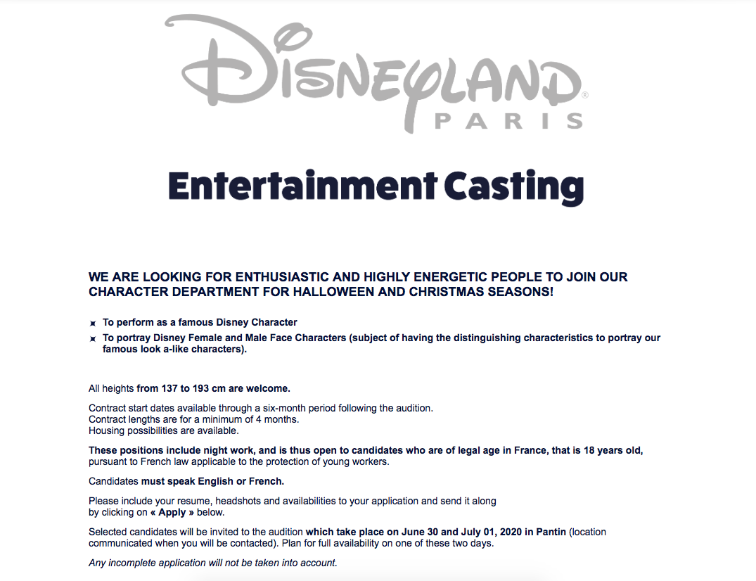 Disneyland Paris To Hold Character Auditions For Halloween And Christmas Season | Your Magic Insider