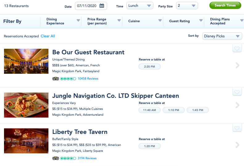 disney world restaurant reservations magic kingdom