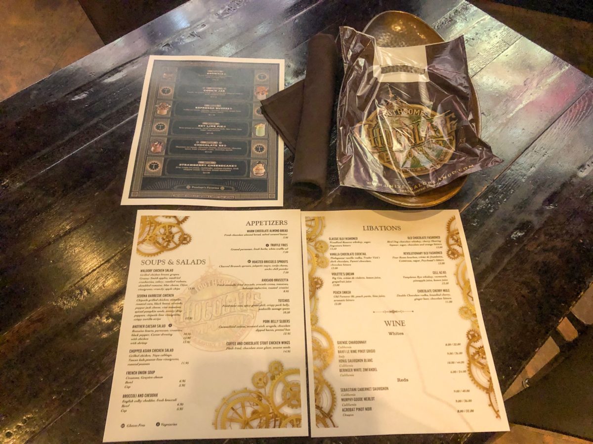 toothsome menu and silverware