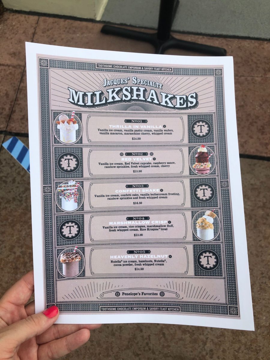 milkshake menu toothsome chcolate emporium and savory feast kitchen citywalk universal orlando 