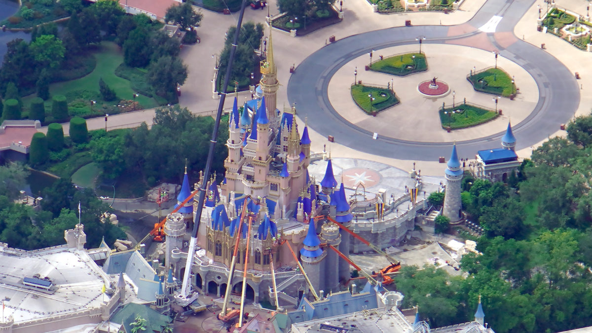 Aerial view of Cinderella Castle Construction before reopening!