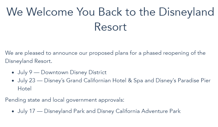 disneyland resort approved reopening
