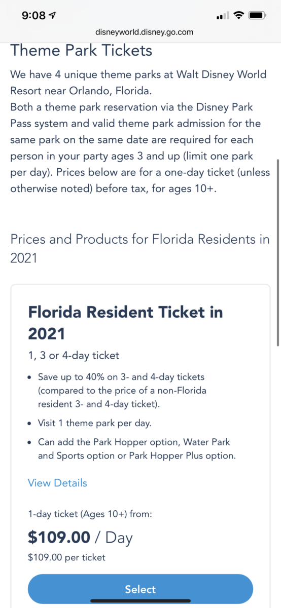 disney magic kingdom florida resident ticket