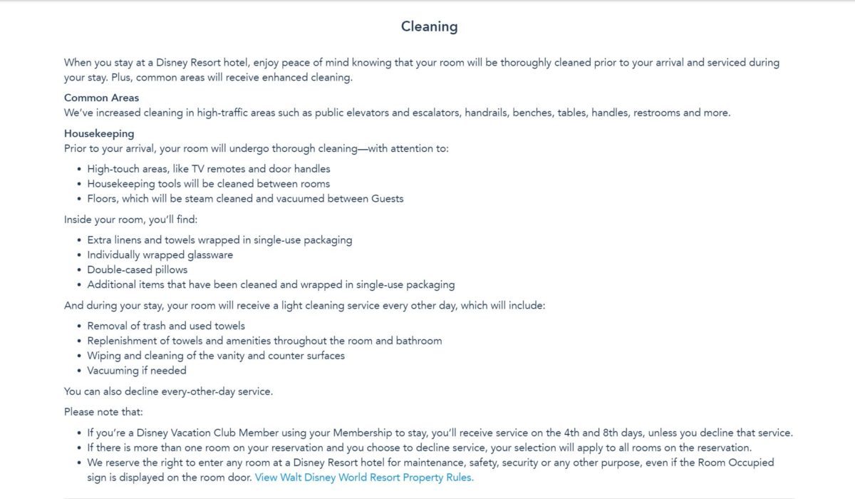 covid19 cleaning policy walt disney world resort