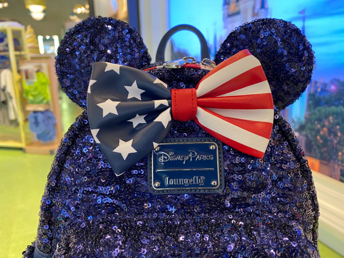 PHOTOS: New Americana Minnie Mouse Sequin Backpack by Loungefly Brings