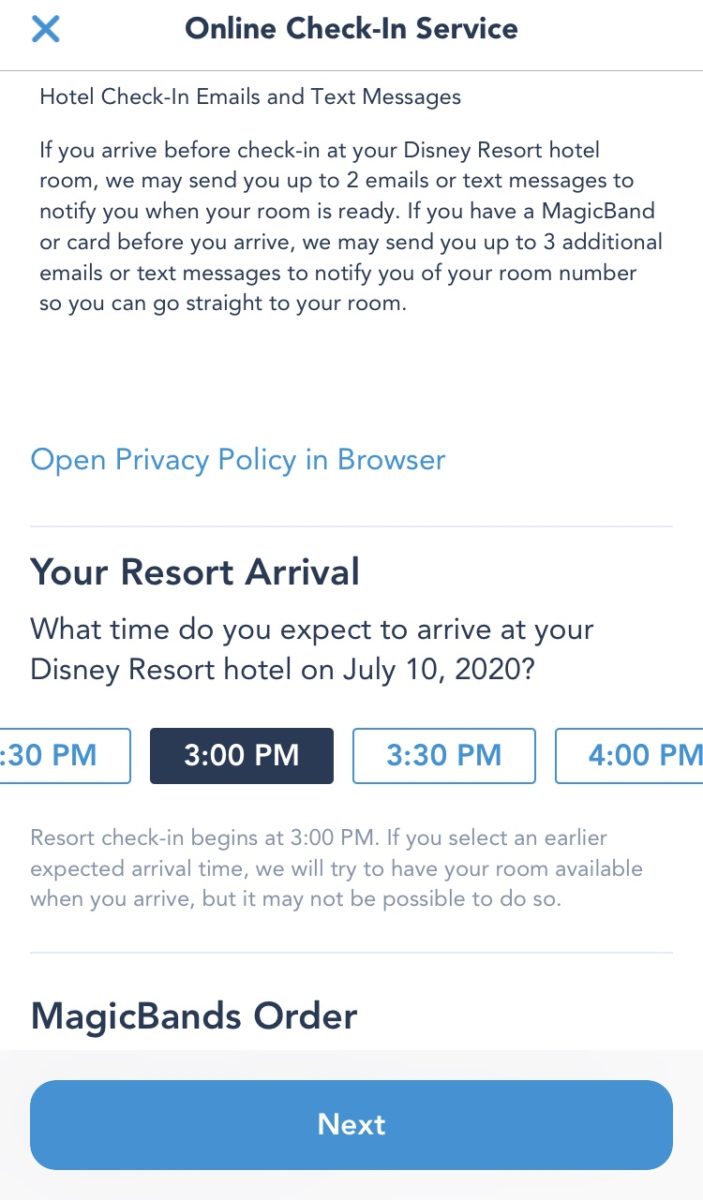 new my disney experience check in 5
