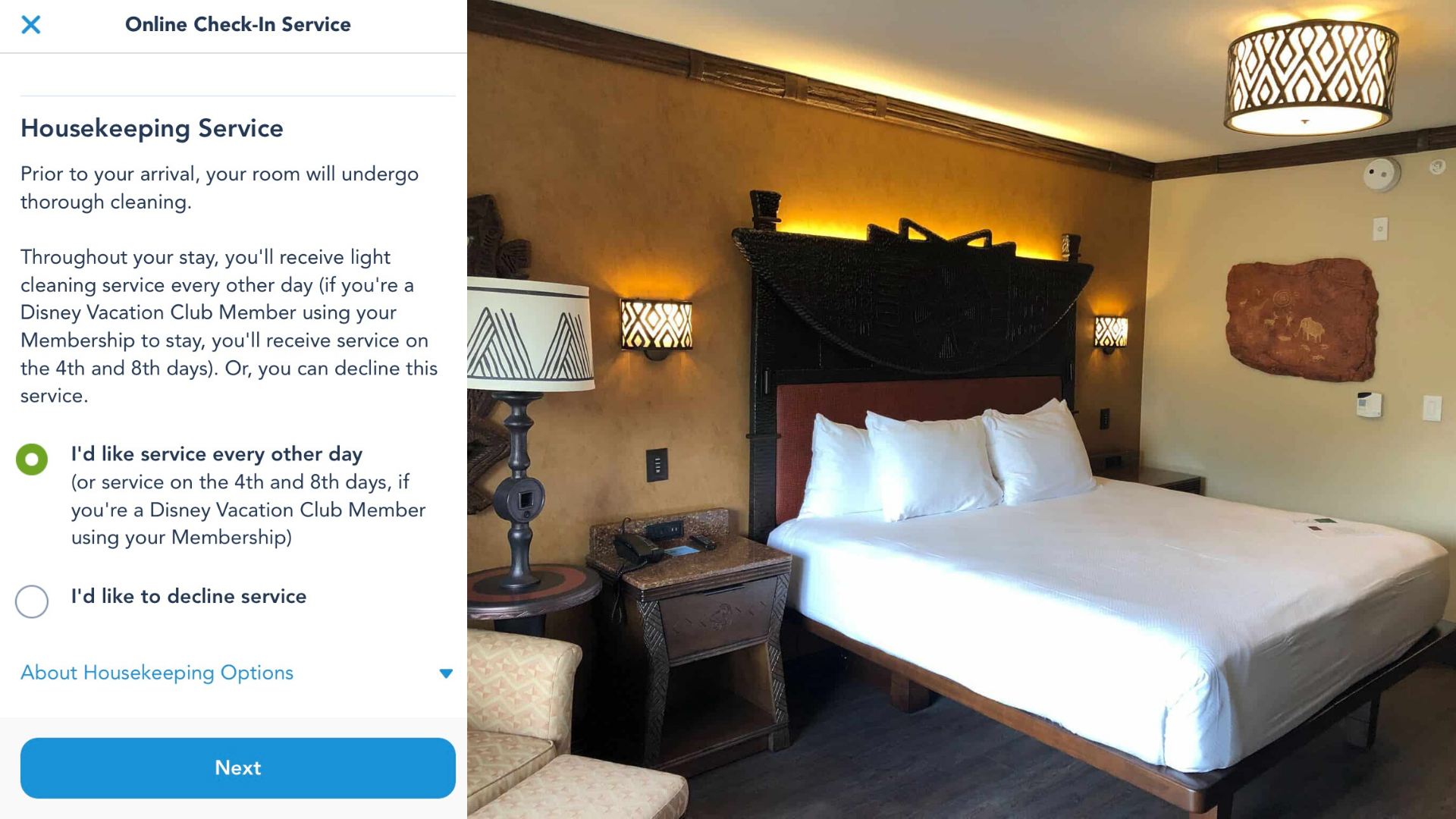 Online CheckIn Service Updated to Reflect Housekeeping Changes at Walt