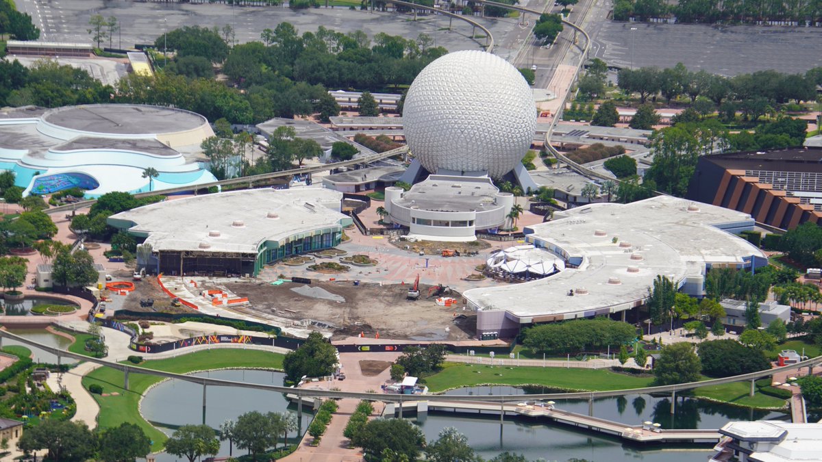 PHOTOS EPCOT Aerial Construction Update (Entrance Fountain