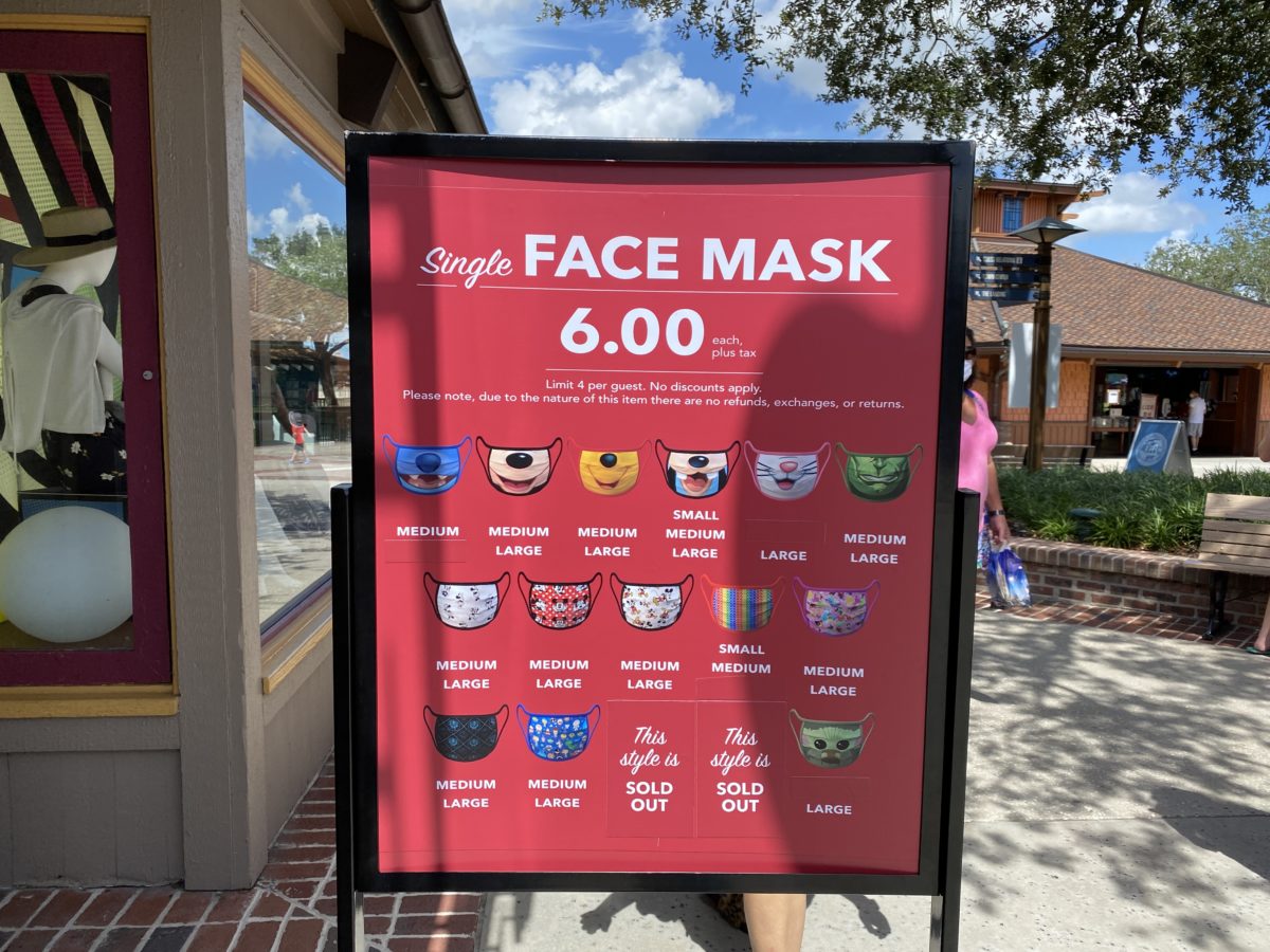Disney face mask availability Disney springs 7212020