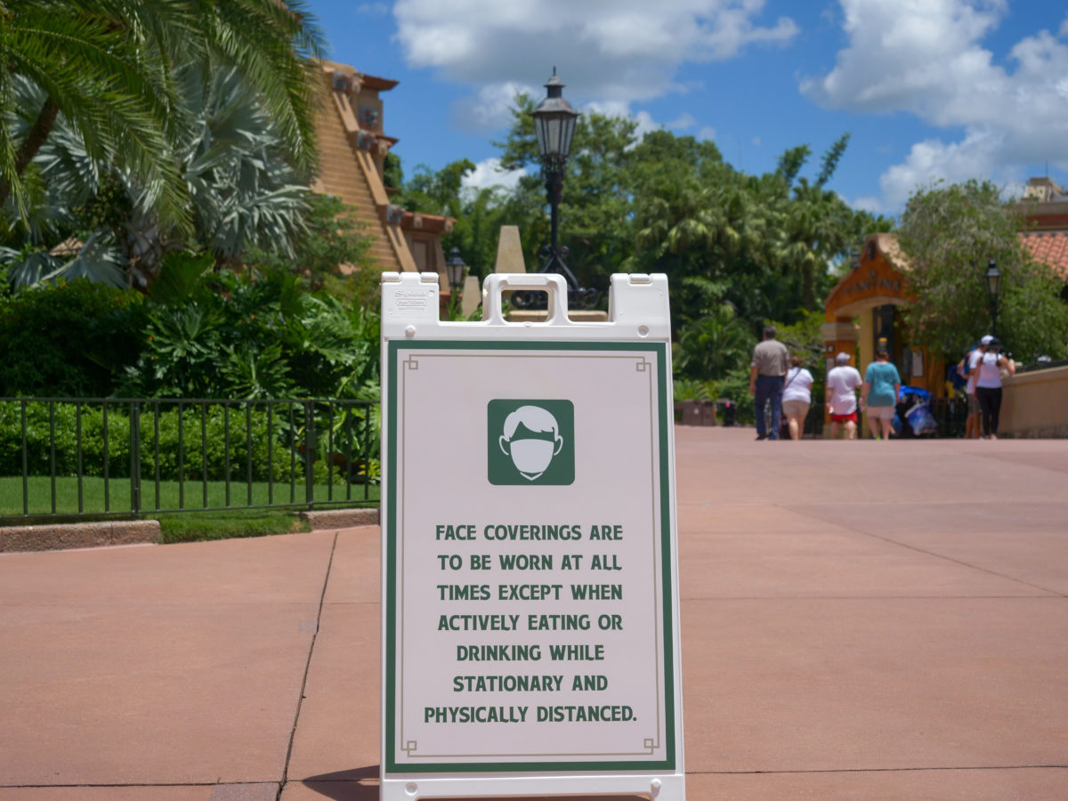 Face Covering Rules Sign EPCOT 7 19 20 2