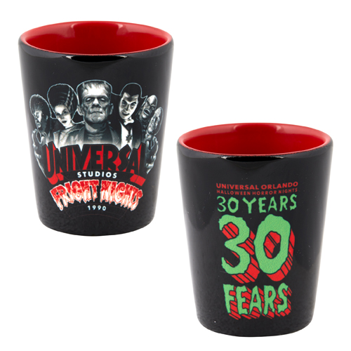 Retro Fright Nights 1990 Monsters Shot Glass Universal Orlando 30 Years 30 Fears Collection