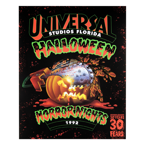 Retro Halloween Horror Nights 1992 Pumpkin Poster Universal Orlando 30 Years 30 Fears Collection