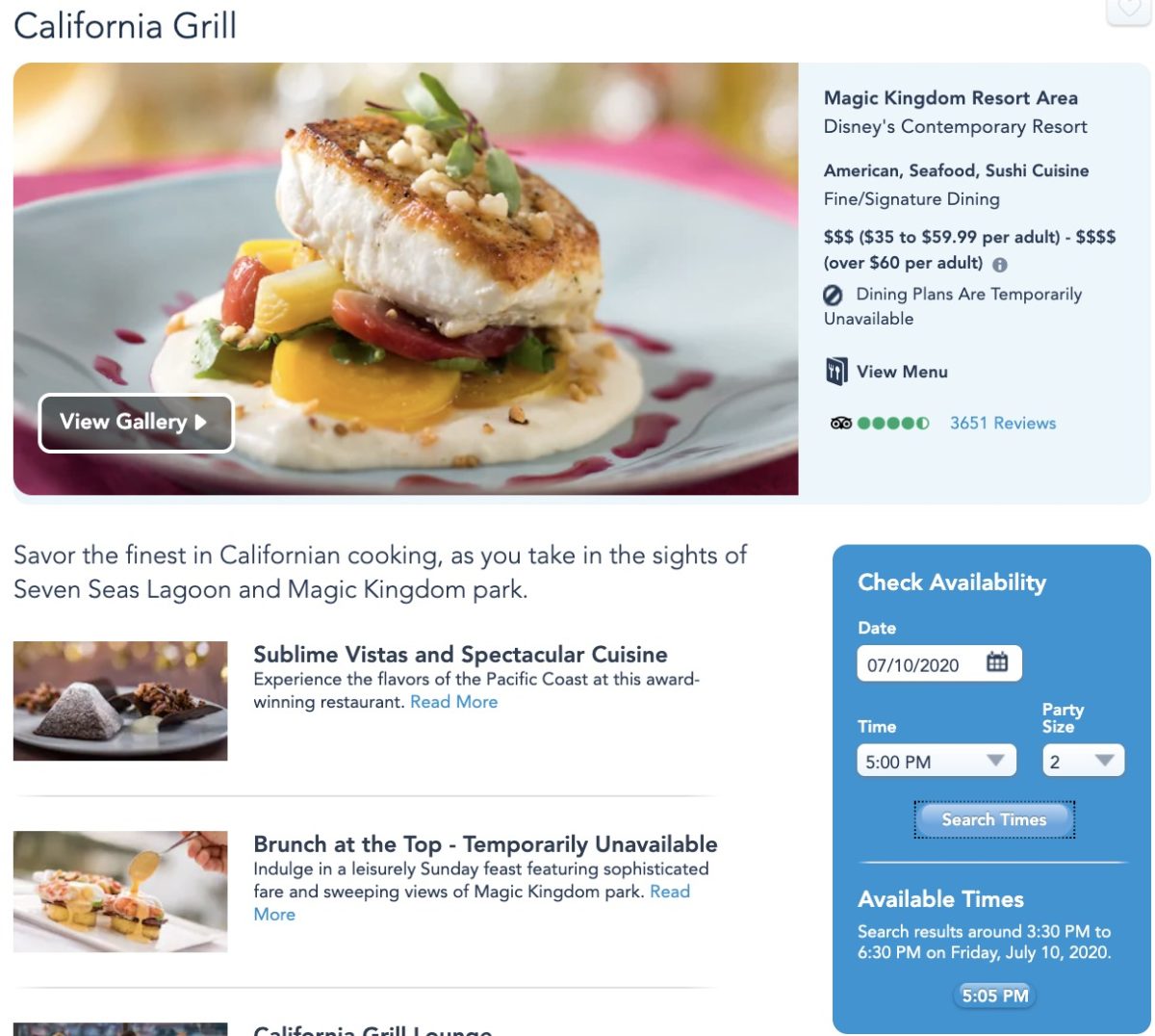 california grill website