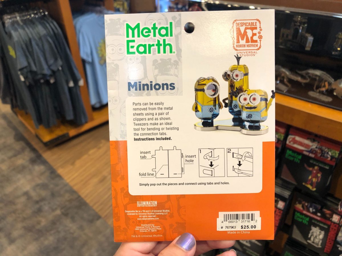 Universal Studios Exclusive Despicable Me Minion Metal Earth Model