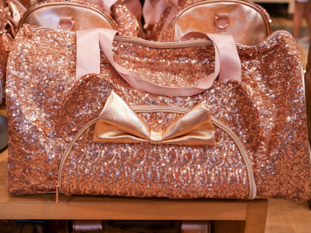 Rose gold store duffle bag